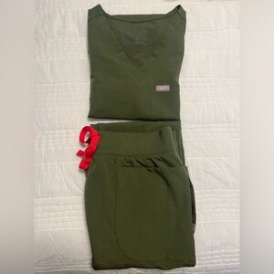 Figs - Dark Olive Scrub Set